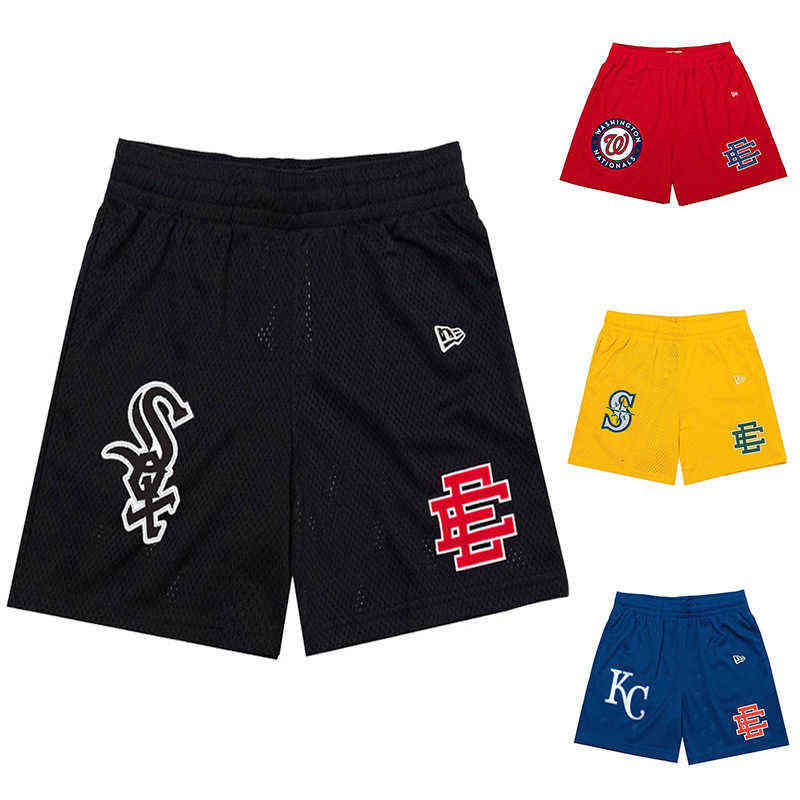 

EE sports shorts men's 22 summer American fashion brand mesh five Leggings fast drying breathable trend straight pants, Black sqx red label