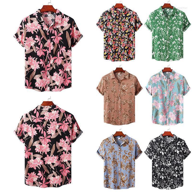 

Men's Casual Shirts Hawaiian Beach Blouse Short Sleeve Button Down Floral Summer Trendy Breathable Comfortable Men TeeMen's Men'sMen's Vere2, Red