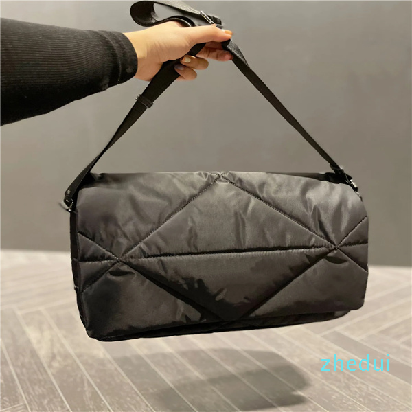 

TZ Designer bags 22 Winter handbag Versatile practical black messenger bag Women's large capacity shoulder bag Soft cotton down Luxury outdoor men's handbags 35CM