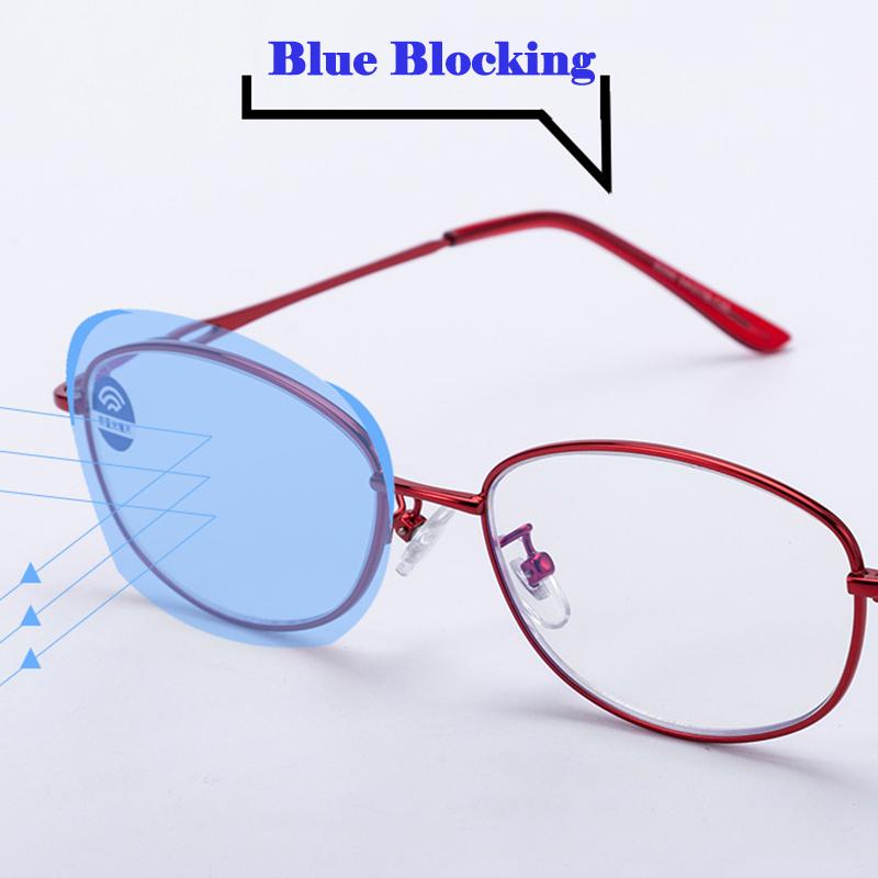 

Sunglasses Women Computer Reading Glasses Anti Blue Light Fashion Metal Diamond Presbyopic Eyeglasses Clear Oval Frame Goggles RedSunglasses