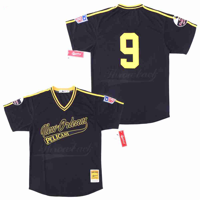 

Men's New Orleans 9 Black Pelicans Pullover Baseball Jersey, As picture