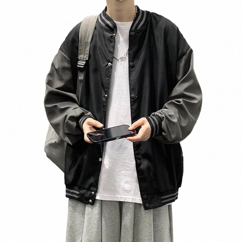

men's Jackets Color Blocking Zipper Jacket Casual Street Wear Hip Hop Slim Fit Clothing Plus 4XL Y9Y9#, Black