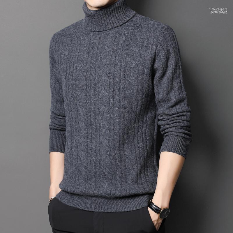 

Men' Sweaters High Quality Male Merino Wool Thick Sweater Winter Turtleneck Cashmere Knitwear Collar Pure Warm Jumpers Time22, Black