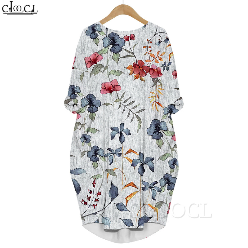 

Women Dress Vintage Flowers 3D Graphics Printed Dress Long Sleeve Party Skirt Casual Pocket Female Dresses Maxi Dress 220616, Long sleeved dress 7