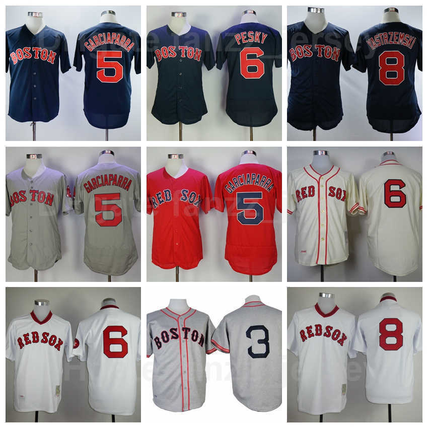 

Vintage Baseball 6 Johnny Pesky Jerseys 1946 Retro 8 Carl Yastrzemski 3 Jimmie Foxx 5 Nomar Garciaparra Retire Flexbase Cool Base Pullover Navy Blue Red White Grey, 8 navy blue