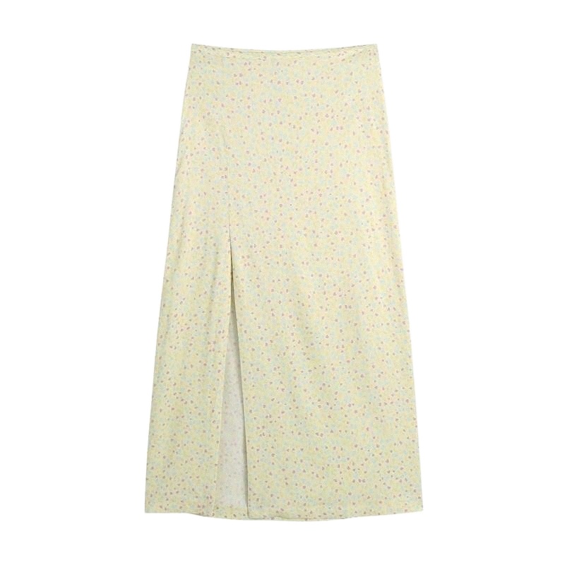 skirts NSZ Women Print Summer Skirt Office Ladies Open Slit Elegant Chic High Waist Straight Midi 2022 t37U#-image-790120349