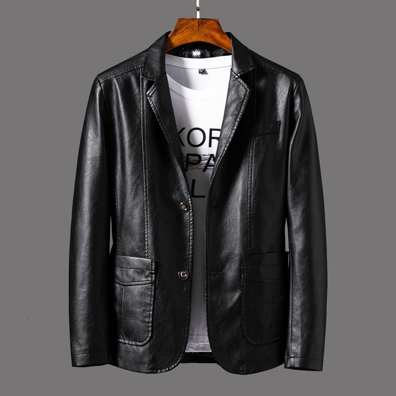 

Handsome Black Suit Leather Jacket Men Trend Loose Coat Man Bomber Autumn Clothes Locomotive Mens Leather Jacket 220816, Wine red jacket