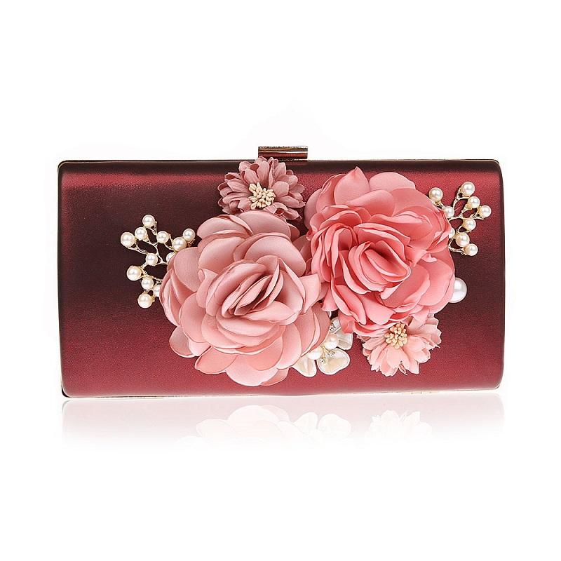 

Evening Bags Elegant Bag Banquet Flower Chain Shoulder Women Day Clutch, Beige