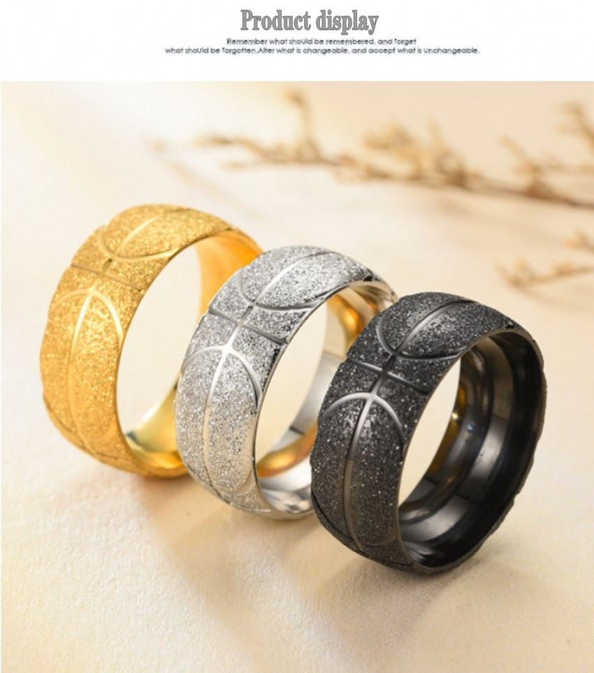 

Men's 8MM titanium steel basketball stainless steel frosted ring