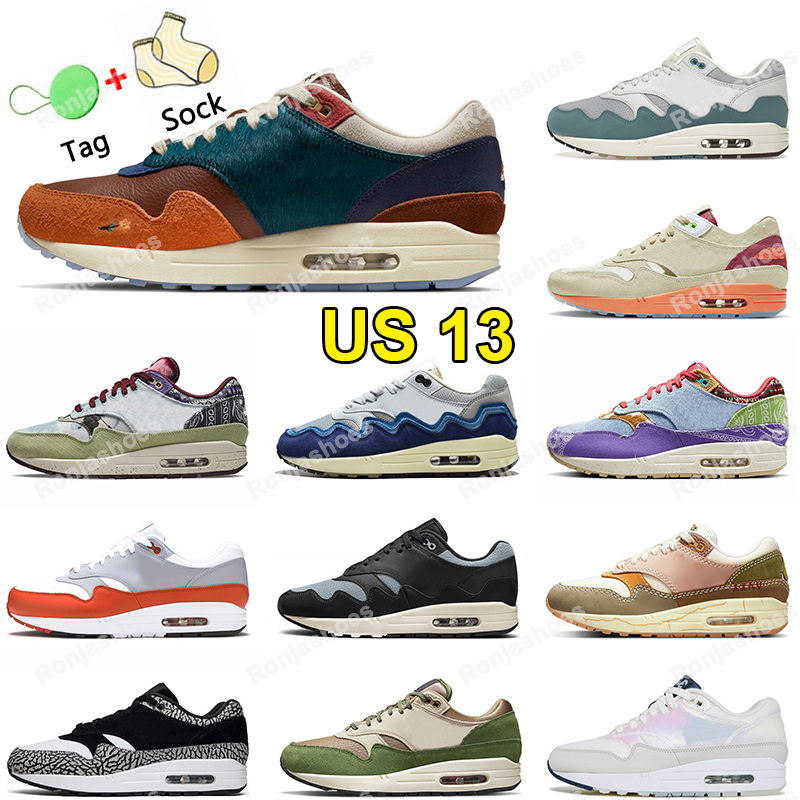 

US 13 OG Cushion 1 87 Running Shoes Monarch Wabi Sabi Blueprint Concepts x Heavy Far Out Patta Black Grey London 1/87 Men Women Trainers Sneakers With Socks Box, #a49 wabi sabi 36-47
