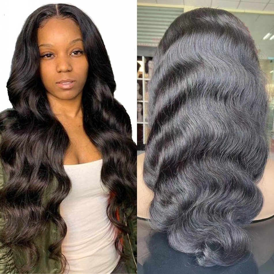 

Lace Front Human Hair Wigs Indian Body Wave Wig Pre Plucked for Black Women Natural Color 8-26 inch