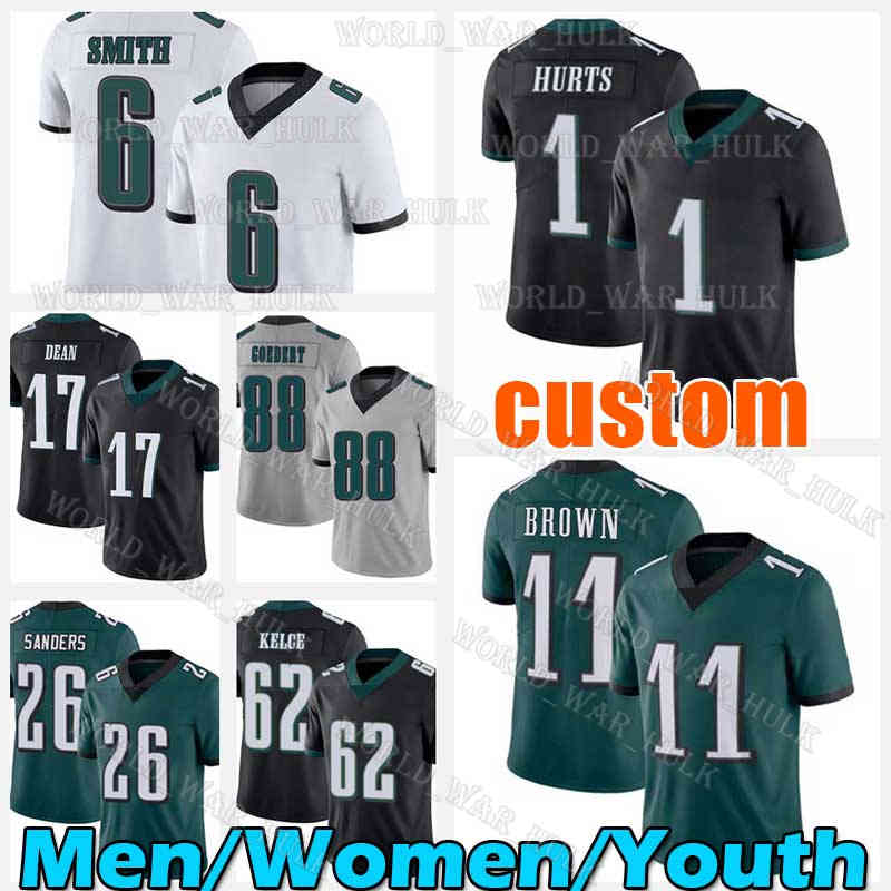 

11 AJ Brown Jersey 17 Dean 90 Davis Goedert Football DeVonta Smith Gardner Minshew II Jalen Hurts Reagor Haason Reddick 24 James Bradberry, Custom youth (lao y)