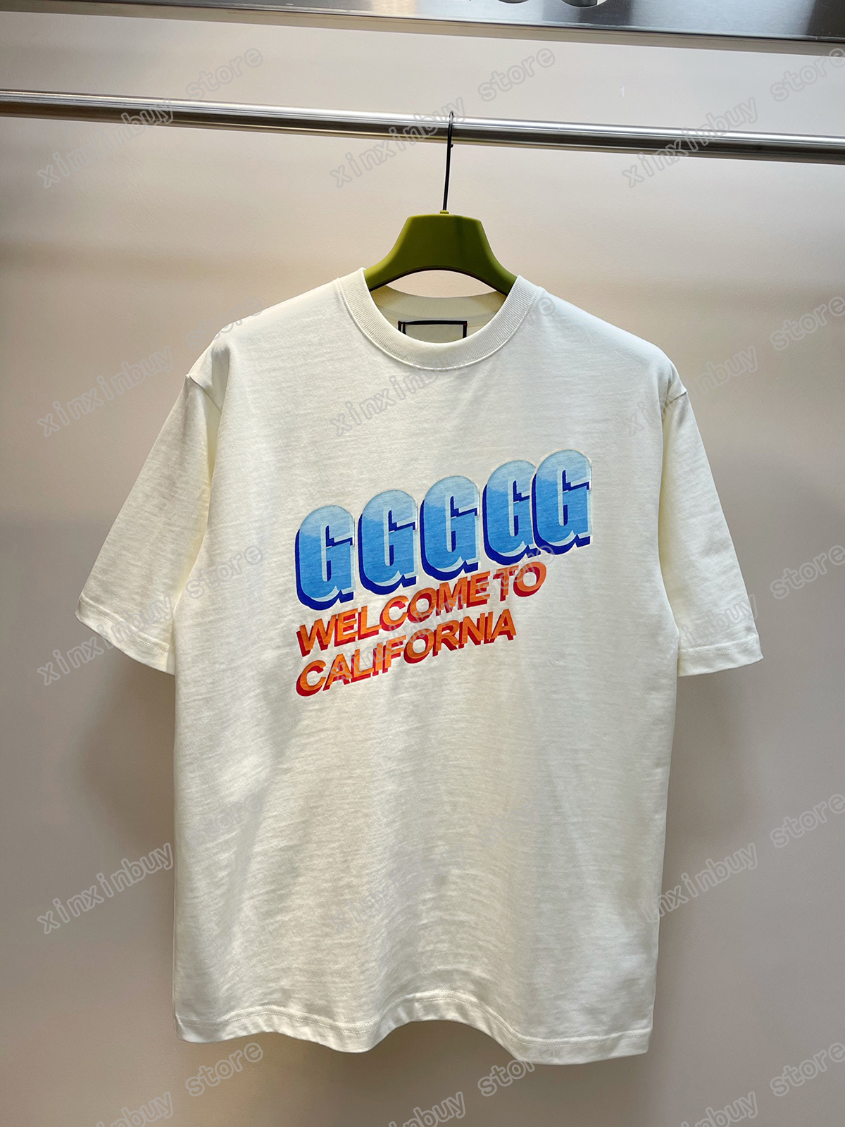 

22ss Men Women Designers t shirts tee Gradient letter California print man flower short sleeve Crew Neck Streetwear black white xinxinbuy S-2XL, Multi
