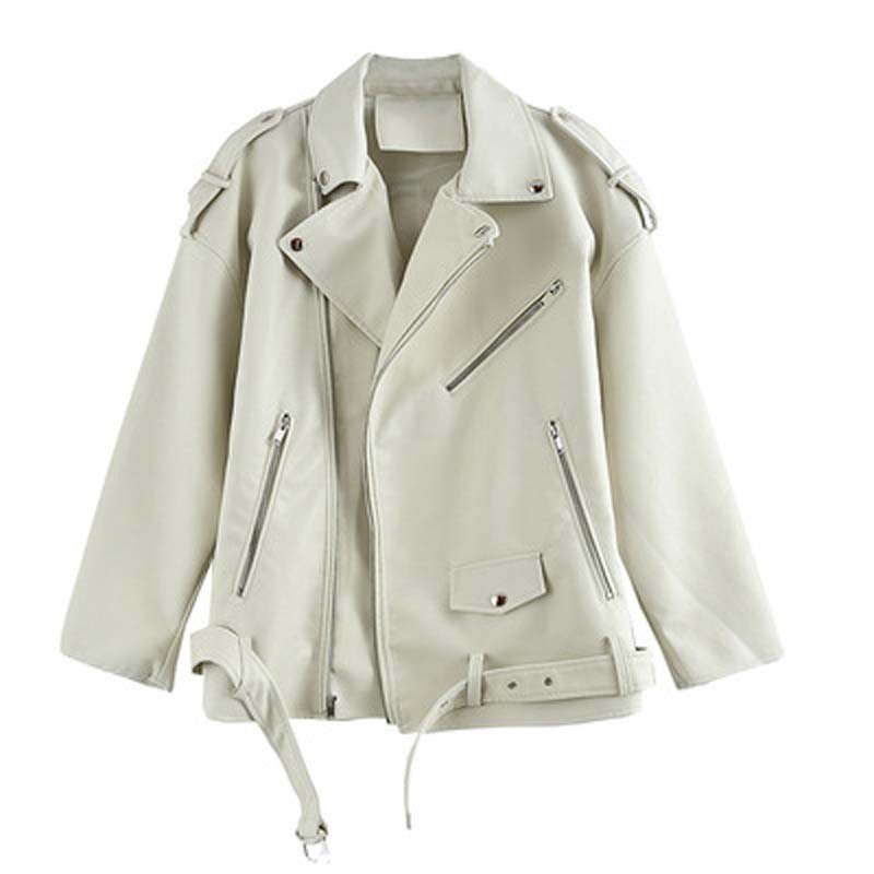 

New 2022 Spring Autumn Pu Faux Leather Jacket Women Purple Zipper Slim Short Biker Jackets Coat Female Outwear Veste Femme Tops, Black