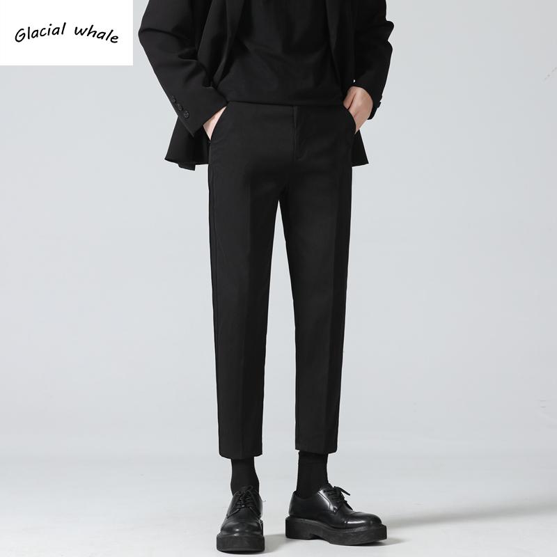 

Men' Pants GlacialWhale Men' Business Suit Thin Breathable Black Korean Style Slim Nine-Point Casual Classic For MenMen