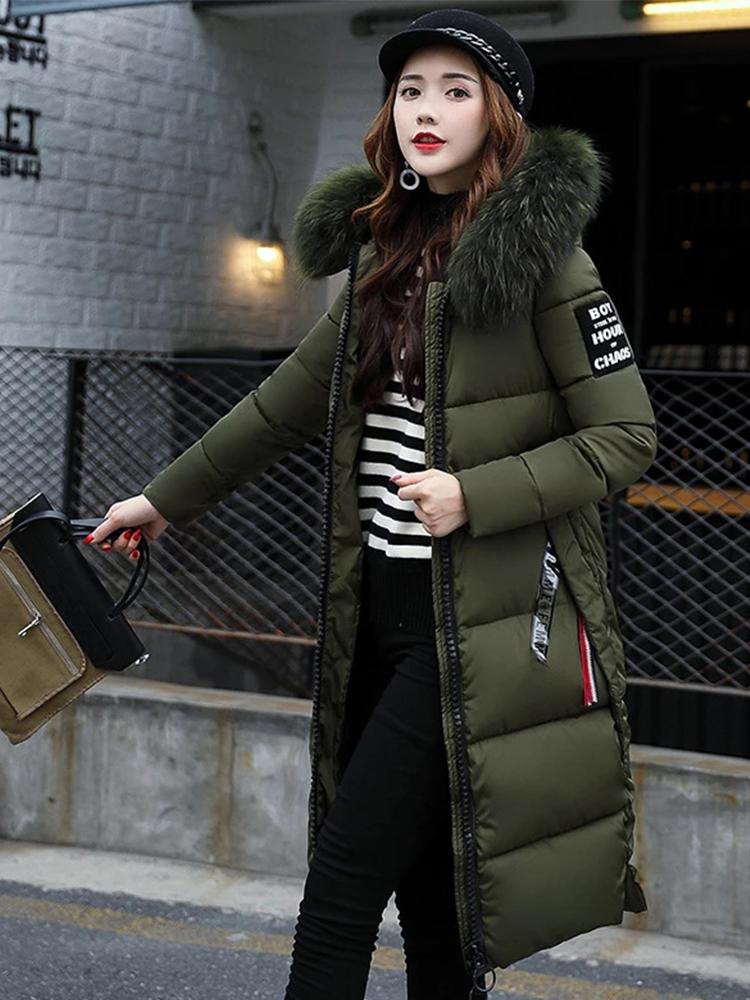 

Women's Trench Coats Hooded Ladies Coat High Quality Warm Outwear Womens Parka Jacket Mid-long Women Winter Thick Down Female, Gray