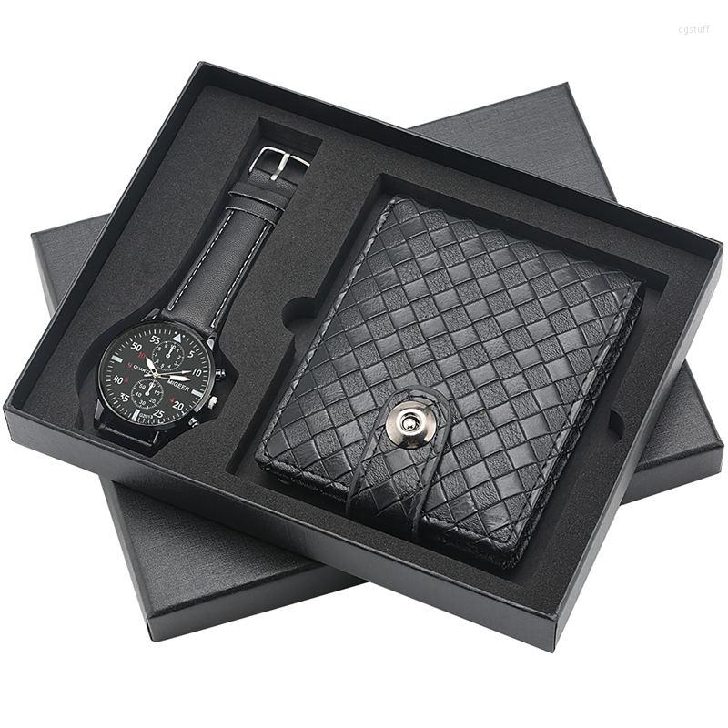 

Wristwatches Luxury Man Watch Wallet Gift Set Leather Strap Business Multifunction Clock Men Birthday Gifts Reloj MasculinoWristwatches, W256001