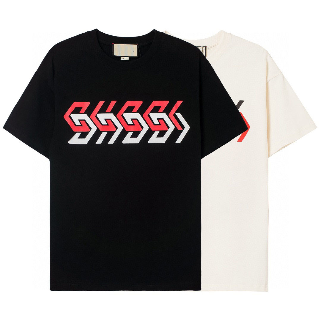

2022 Designer Brand Women's Plus T Shirts White Black Short Sleeves Printed Casual Loose Round Neck Summer Couples Clothing Asia S-XXXL