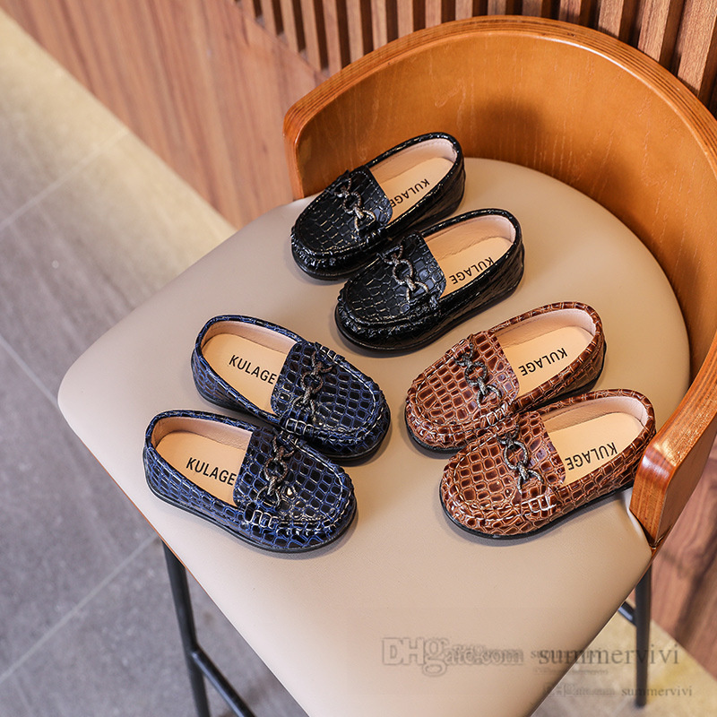 

Little girls boys flat shoes fall kids metals soft bottom casual shoes fashion children crocodile grain PU leather shoe Q7743, Shoes box