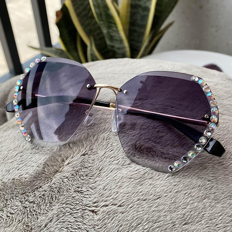 

Sunglasses Fashion Rimless Women Famous Design Sexy Diamond Crystal Square Clear Sun Glasses For FemaleSunglassesSunglassesSunglasses