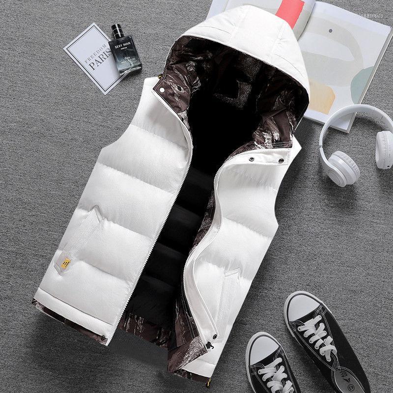 

Men's Vests Autumn Winter Mens Vest Hooded Waistcoat Men Windproof Sleeveless Jacket 2022 Large Size 4XL Colete Masculino E3Men's Phin22, M555 white