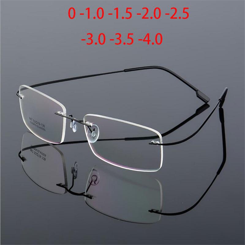

Fashion Sunglasses Frames -1.0 -1.5 To -4.0 Ultralight Coating Frameless Finished Myopia Glasses Men Women Rimless Stainless Steel Leg Nears
