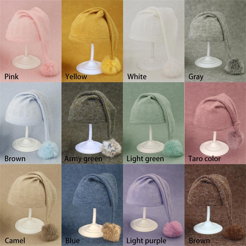 

Caps & Hats Born Baby Pography Hat Soft Beanie With Fur Pompom Cute Knitted Pointy Po Props Accessories For 0-3MCaps, White