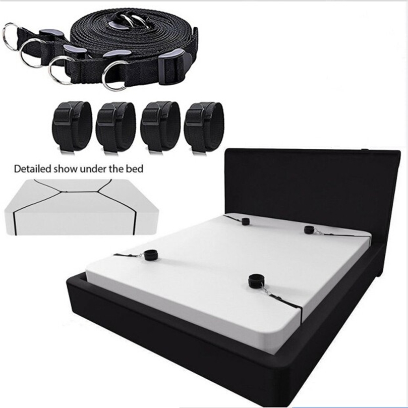 

Handcuffs Bondage Set Under Bed BDSM Bondage Restraint Strap System Adults Wrists Ankle Cuffs Sex Toys For Woman Couples Slave 220617