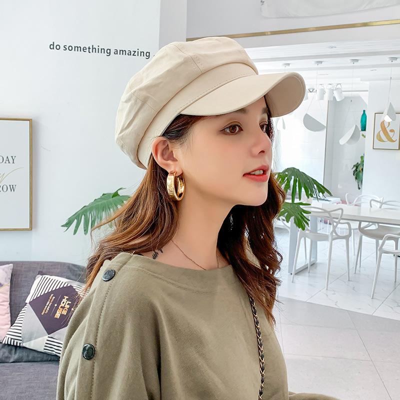 

Berets Thin Cotton Linen Breathable Octagonal Hat For Children To Wear English Retro Beret WomenBerets, White