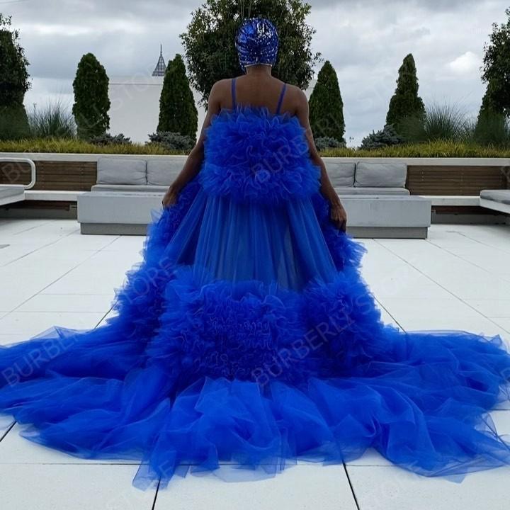 

Casual Dresses Royal Blue Lush Birdal Dress Tulle Robes Women Maternity Gowns For Po Shoot With Long Train Formal Overlay, Red