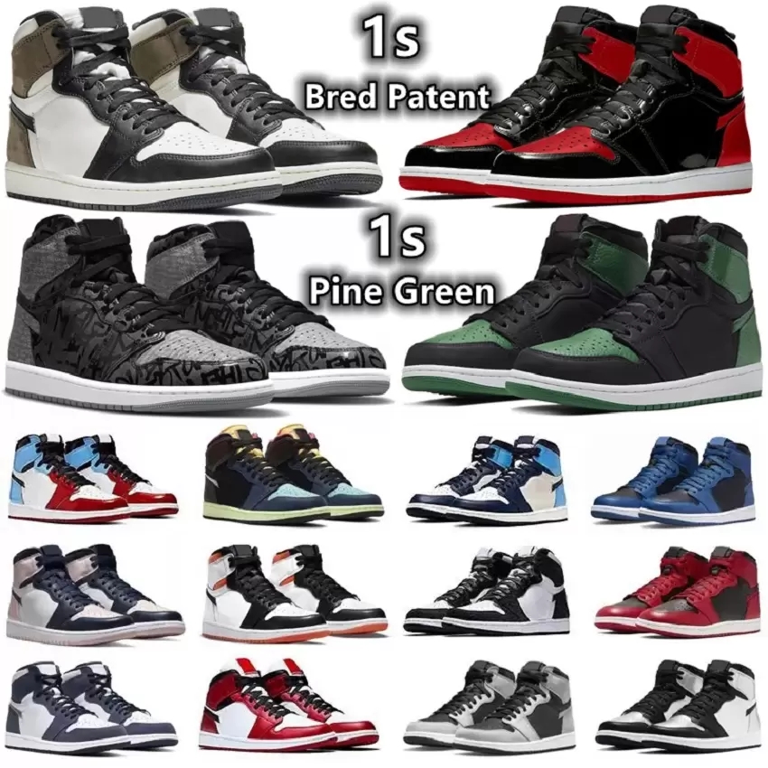 

1 1s mens Basketball Shoes Jumpman Sneakers Grey Fog Yellow Toe Rebellionaire Bred Patent Dark Mocha Marina Blue Bubble Gum Obsidian Shadow men women trainers, As photo 6