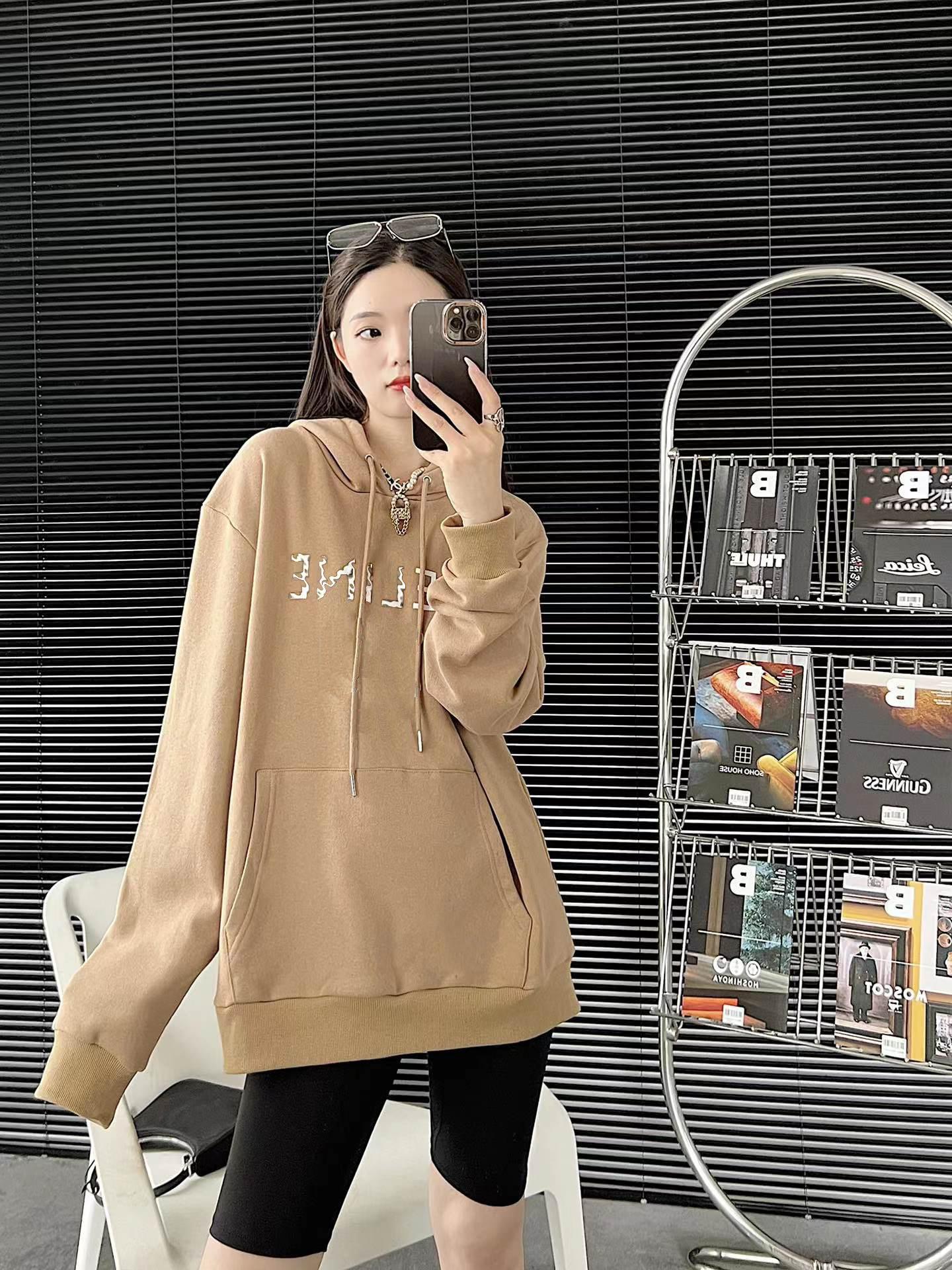 

Women' Hoodies New Autumn Letter Printing Pure Cotton Hooded Sweater For Men Women With The Korean Version Of Loose Coat Coat Tide Brand, Khaki