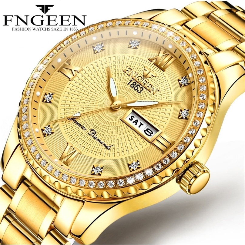 

Luxury men quartz steel calendar 30 meters waterproof mens watch gold clock for menes masculino 220526