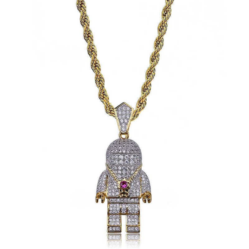 

2022 Hip Hop Jewelry Zircon Astronaut Iced Out Cool Mens Pendant Necklace Gold Chain For Men Fashion Necklace