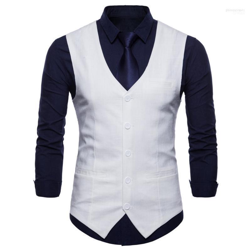 

Arrival Dress Vests For Men Slim Fit Mens Suit Vest Male Waistcoat Gilet Homme Casual Sleeveless Formal Business Jacket1 Men's Phin22, White
