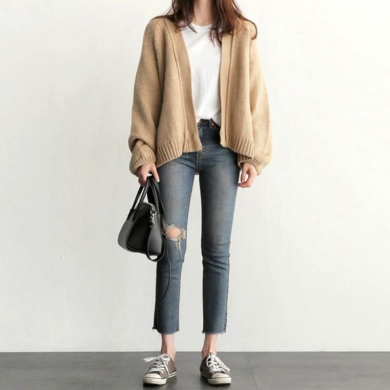 

Women's Knits & Tees Women Winter Warm Casual Loose Solid Color Short Knit Cardigan Sweater CoatWomen's, Navy blue