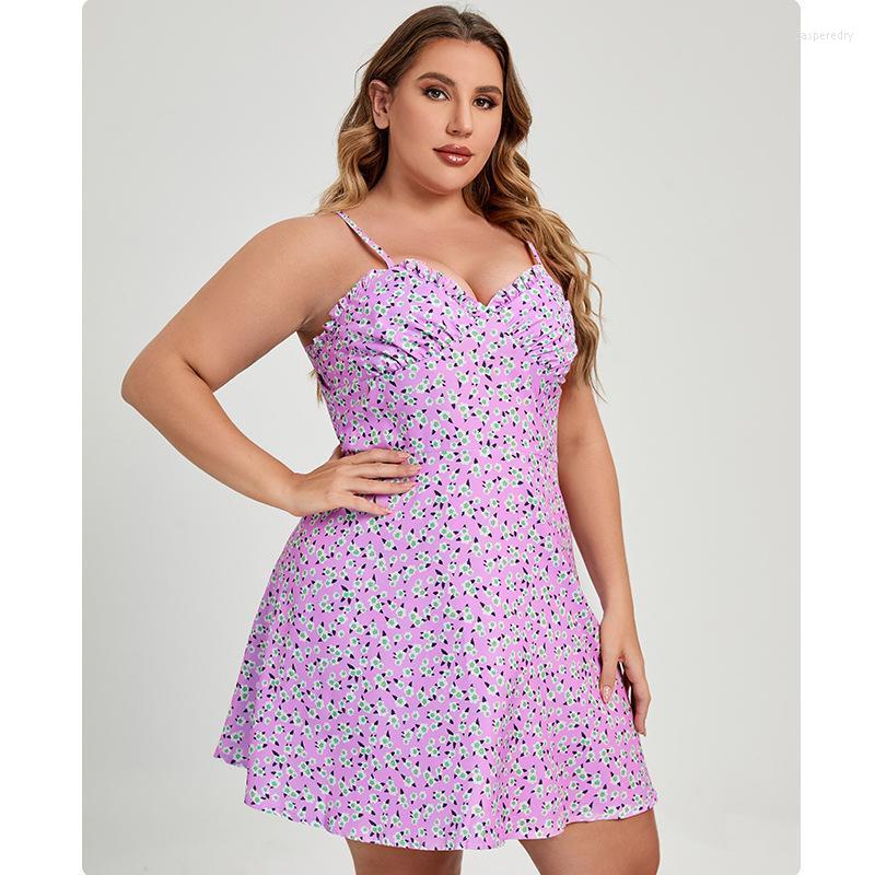 

Plus Size Dresses Women Floral Print Dress Summer Bohemian Beach Fashion Sexy Slim Female Suspenders Knee Length Skirt 3XL 4XLPlus Jasp22, Green