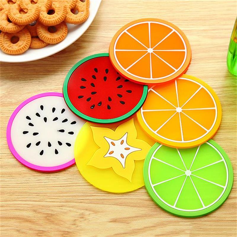 

Cute Fruit Shape Coaster Hot Silicone Cup Pad Slip Insulation Pad Cup Drink Holder Placemats For Christmas Kitchen Table