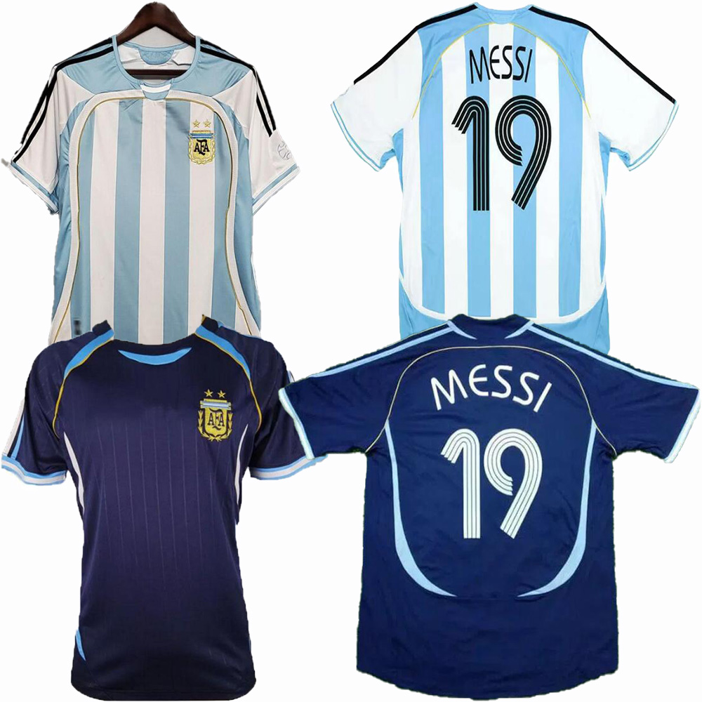 

Retro Argentina Soccer Jersey 2006 world cup RIQUELME Vintage Classic Collection 06 football shirt CRESPO Camiseta, 2006 home