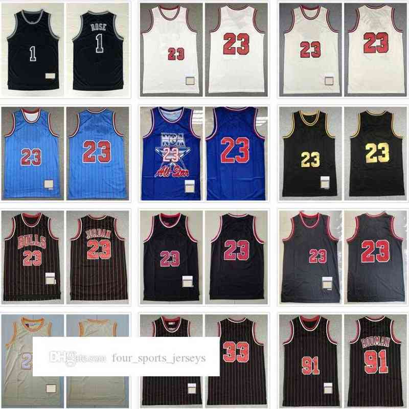 

Retro Mitchell and Ness Basketball Jerseys 1 Derrick Rose 08-09 91 Dennis Rodman Scottie Pippen 95-96 97-98 High Quality Jersey Size, Picture
