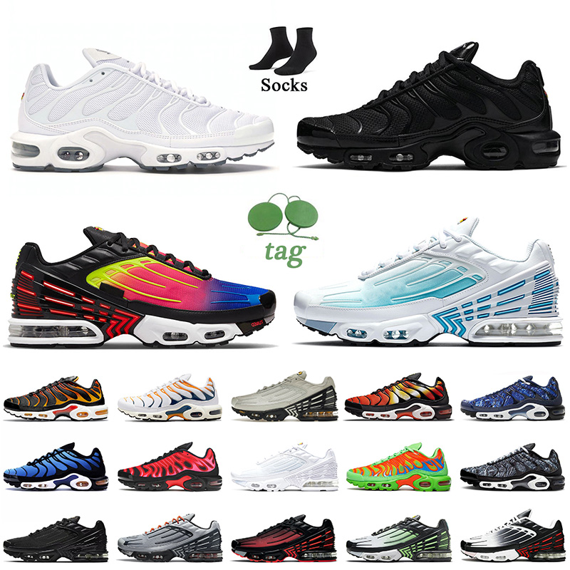 

2022 top quality Tn 3 Tuned women men running shoes Plus TnPlus Tns triple white black laser blue hyper jade Persian Violet Shattered Ice trainers big size 46 sneakers, A32 black silver 40-46