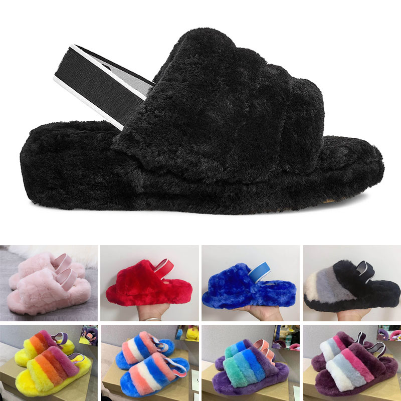 

2022 puffer australian womens wgg Australia fluffy slippers Sandals slide designer slipper furry fluff yeah slides pantoufles fur luxury sandal zoom, Color 5