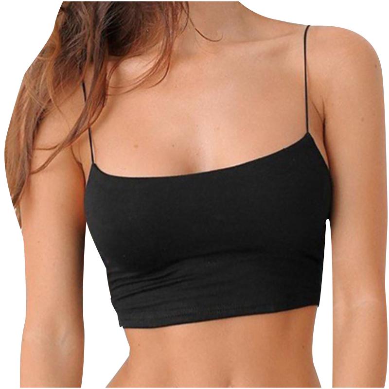 

Women's Tanks & Camis Halter Tops Summer Fashion Sexy Women Sleeveless Vest Ladies Solid Slim Short Tank Female Casual Shirt Femme T ShirtWo, White