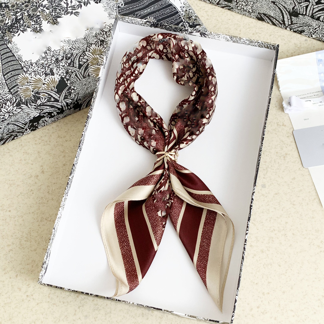 high qualtiy 50x50cm luxury brand designer scarf 100% silk headband for bag small Square scarves no box