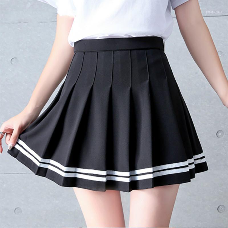 

Skirts 2022 High Waist Pleated For Women Lolita A-line Sailor Girl Skirt Sweet Preppy Casual School Uniform, Black