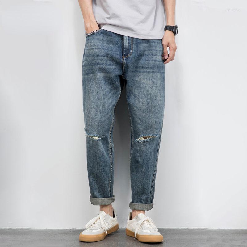 

Men's Jeans For Men Long Men's Fashion Spring Hole Ripped Slim Thin Skinny Pencil Pants Hiphop Trousers Clothes Clothing Z76Men's Bert22, Blue
