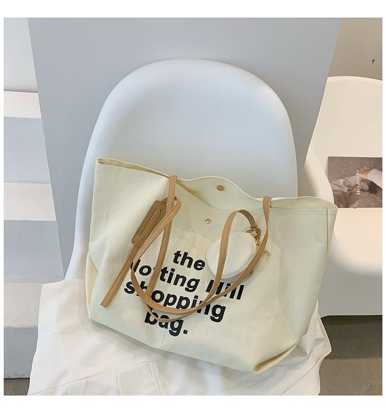 

Evening Bags Causal Letters Print Canvas Bag Women Cotton Cloth Tote With Purse 2022 Korean Shoulder Large Eco Shopper For Girl, Black
