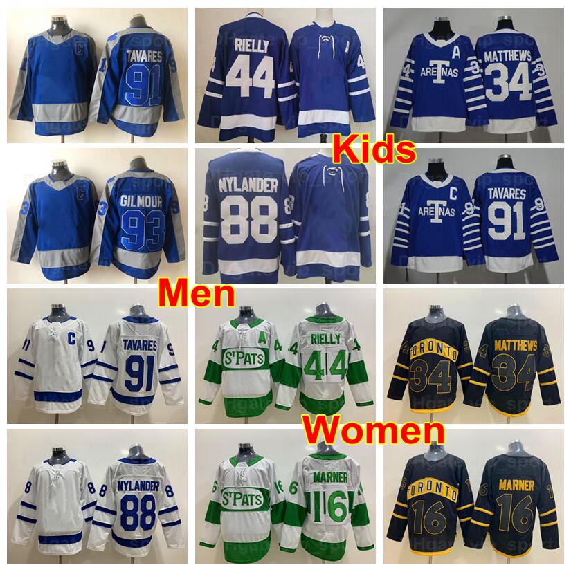 Men Youth Women 91 John Tavares Jersey 34 Auston Matthews 16 Mitchell Marner 88 William Nylander 44 Morgan Rielly Stitched Blue White Stadium Ser