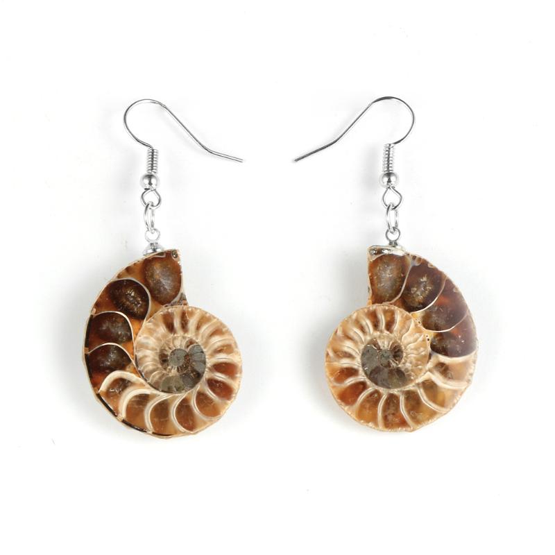 

Dangle & Chandelier Women Natural Stone Ammonite Fossils Ocean Reliquiae Dengled Earrings Seashell Conch Snail Animal Hanging Earring Jewelr