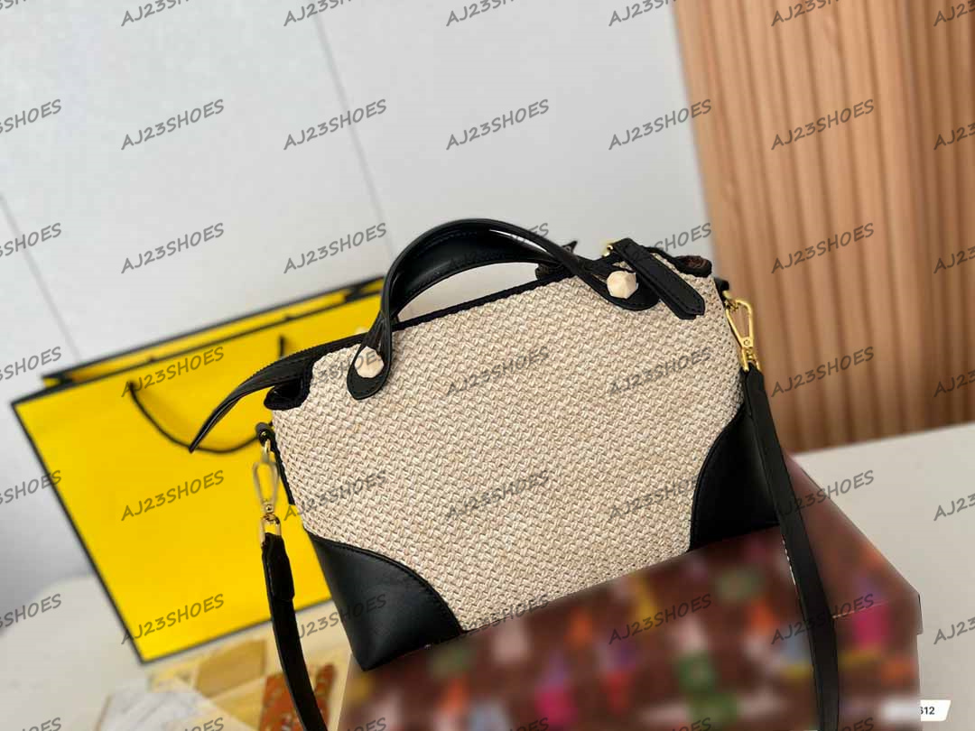 

Roma Sunshine 22 Straw Bag Womens Designer Leather Shoulder Bags Double handle Double Zip for big capacity Lady New fashion totes, 01